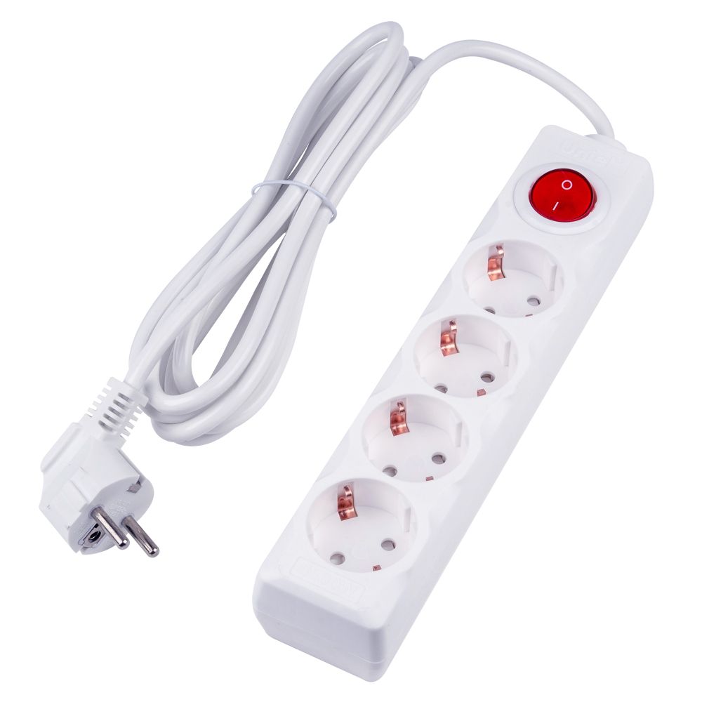 S-GCU4-3B WHITE Удлинитель серии Ultra. шнур 3м.. 4 гнезда. 16A. с-з. Белый. TM Uniel