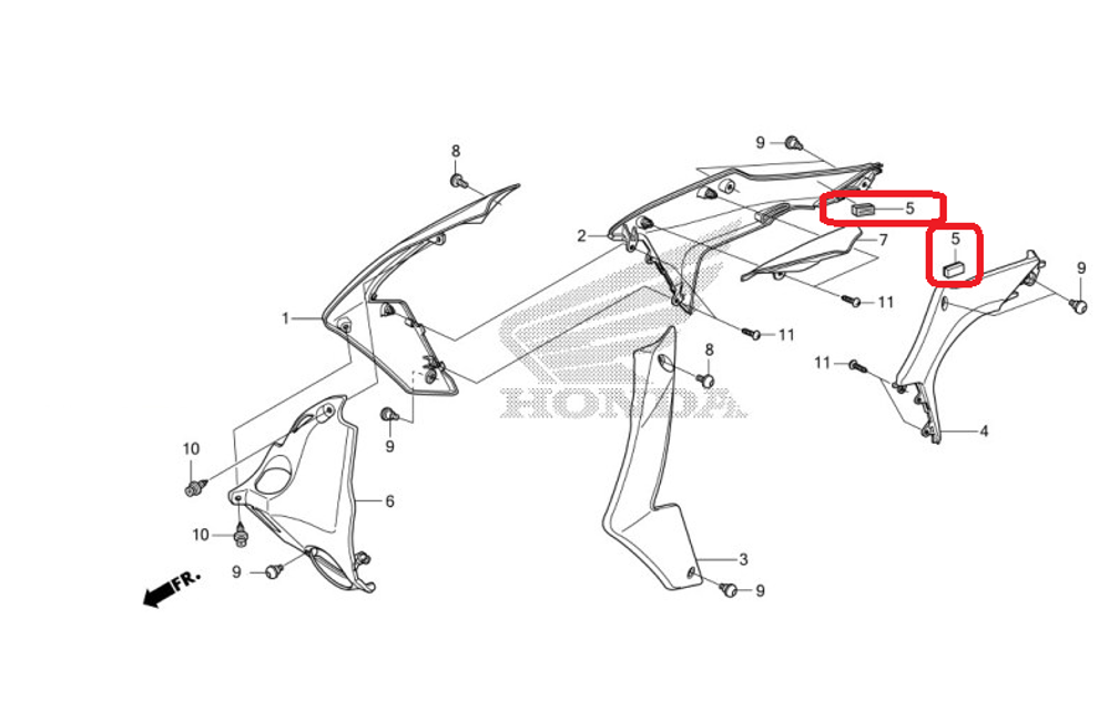 19050-KZZ-900. FASTENER, DUAL LOCK (11X28) (rubber pad)