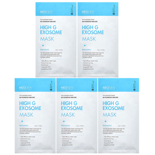Neogen, Маска с экзосомами с высоким содержанием G, осветляющая, 5 шт. В упаковке, 39 г (1,37 унции)