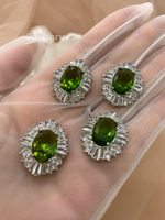 Пуговицы стразы (циркон) с зеленым камнем