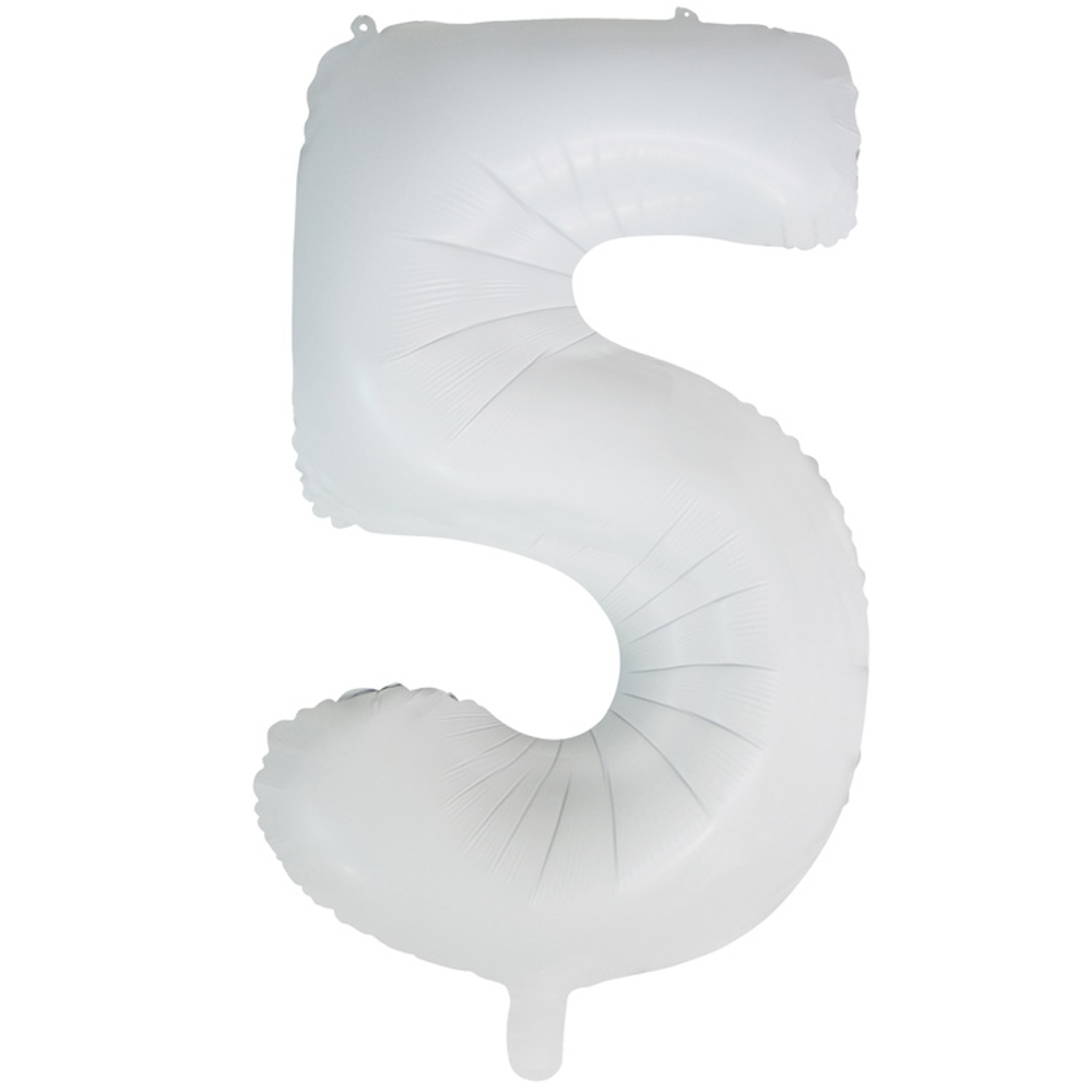 Шар фольгированный Цифра 5 66 см (Белый)