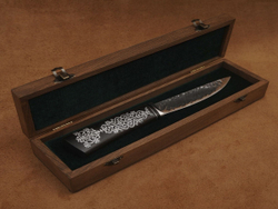 Якутский нож "Амга", сталь Х12МФ, рукоять черный мореный граб