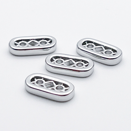 Коннектор-разделитель на 2 нити, цвет серебро (родий), размер 12*6 мм, цена за 1 шт