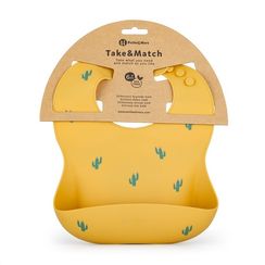 Önlük\PETITE&MARS Silicone bib Take&Match Sam Ochre Cacti 6m+