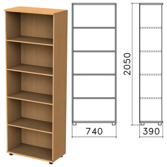 Шкаф (стеллаж) "Монолит", 740х390х2050, 4 полки, цвет бук бавария, ШМ44.1