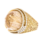 Кольцо c Кварцем, жёлтыми Сапфирами и Бриллиантами, R0053-0/10