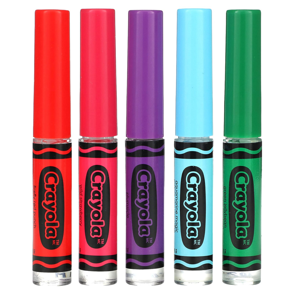 Lip Smacker, Crayola, жидкий блеск для губ, набор разных вкусов, 5 шт., 14 мл (0,45 жидк. унции)