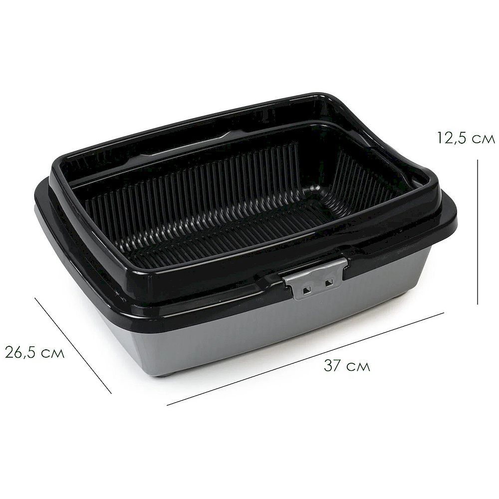 Туалет для кошек ДОГУШ 235 с бортом и сеткой 325*430*155см, цвета в ассортименте Туалет для кошек ДОГУШ 235 с бортом и сеткой 325*430*155см, цвета в ассортименте