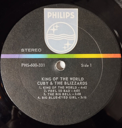 Винтажная виниловая пластинка LP Cuby and The Blizzards King Of The World (USA 1970)