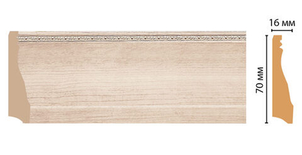 Плинтус напольный дюрополимер под дерево D193-13 70×16×2400 мм DecoMaster