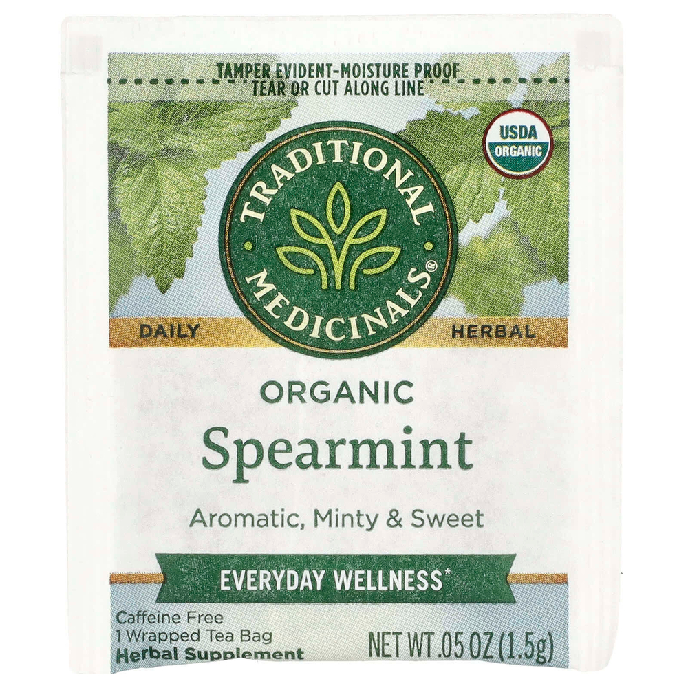 Traditional Medicinals, Органическая мята, без кофеина, 48 чайных пакетиков, 72 г (2,53 унции)
