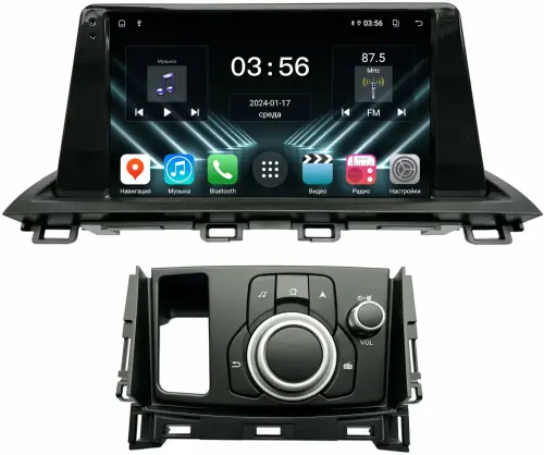 Магнитола для Mazda CX-4 2016-2024 (ШГУ монохром) - FarCar S280 монитор 9.5" IPS на Android 13, CarPlay