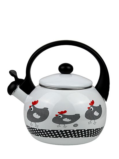 Чайник 2,2 л. эмалированный со свистком Kamille KM 1032 с черной бакелитовой ручкой