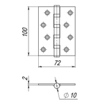 Петля универсальная IN4000U BL (4B/P 100x70x2) черный ПАКЕТ