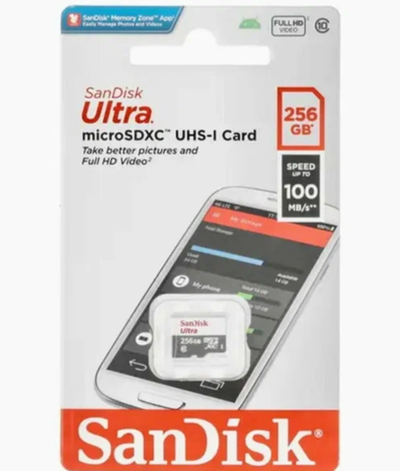 Карта памяти SanDisk Ultra Android microSDXC + SD Adapter 256GB 100MB/s Class 10