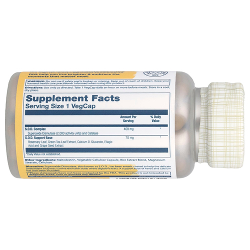 Solaray, СОД с кишечнорастворимой оболочкой 2000 Plus ™, 100 растительных капсул