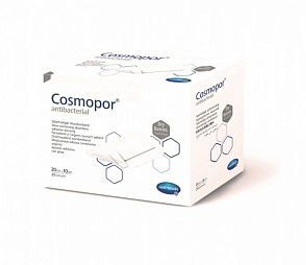 COSMOPOR Antibacterial - Самокл. серебросодержащ.повязки (DryBarrier): 20 х 10 см; 25 шт.