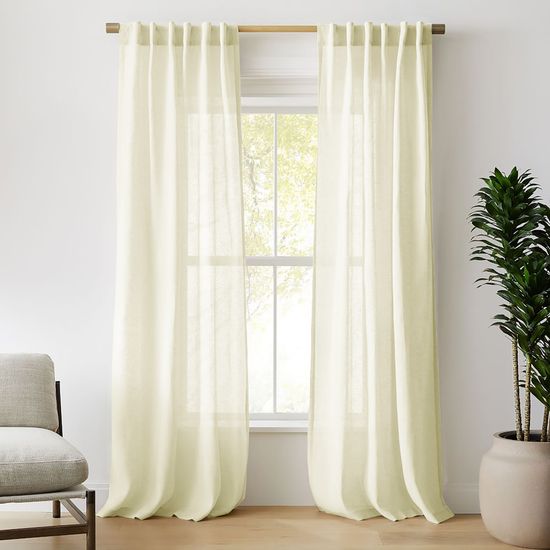 Длинные шторы под лён Селинен (молочный)