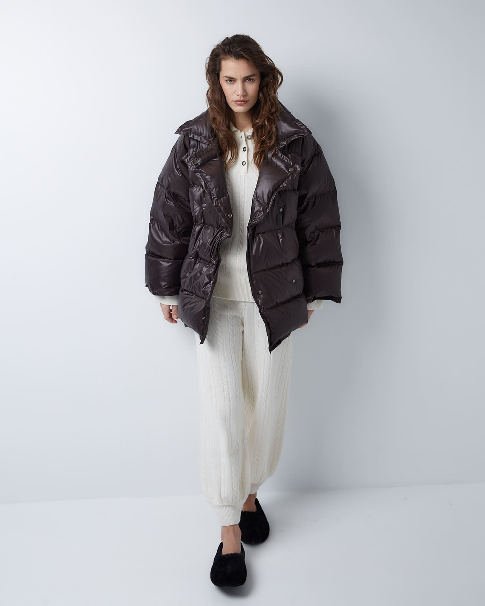 Брюки из смесового кашемира молочный