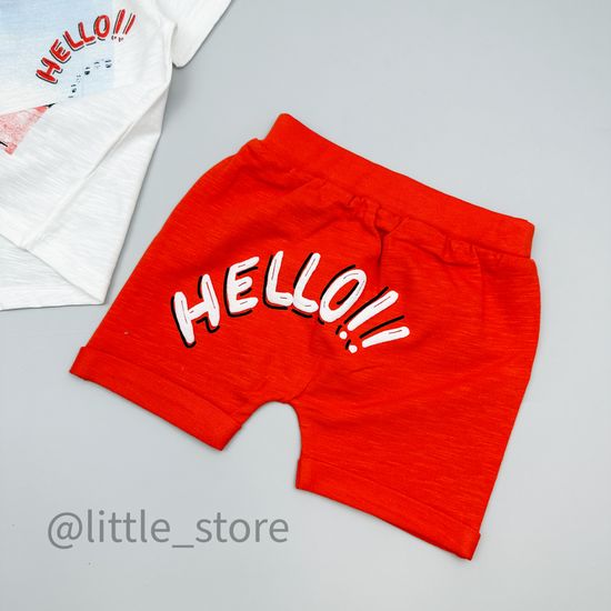 Комплект хлопковый "Hello" белый/темно-оранжевый
