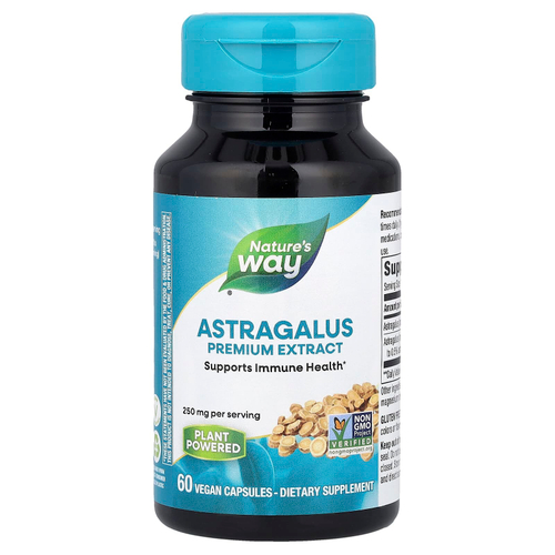 Nature's Way, астрагал, экстракт премиального качества, 250 мг, 60 веганских капсул