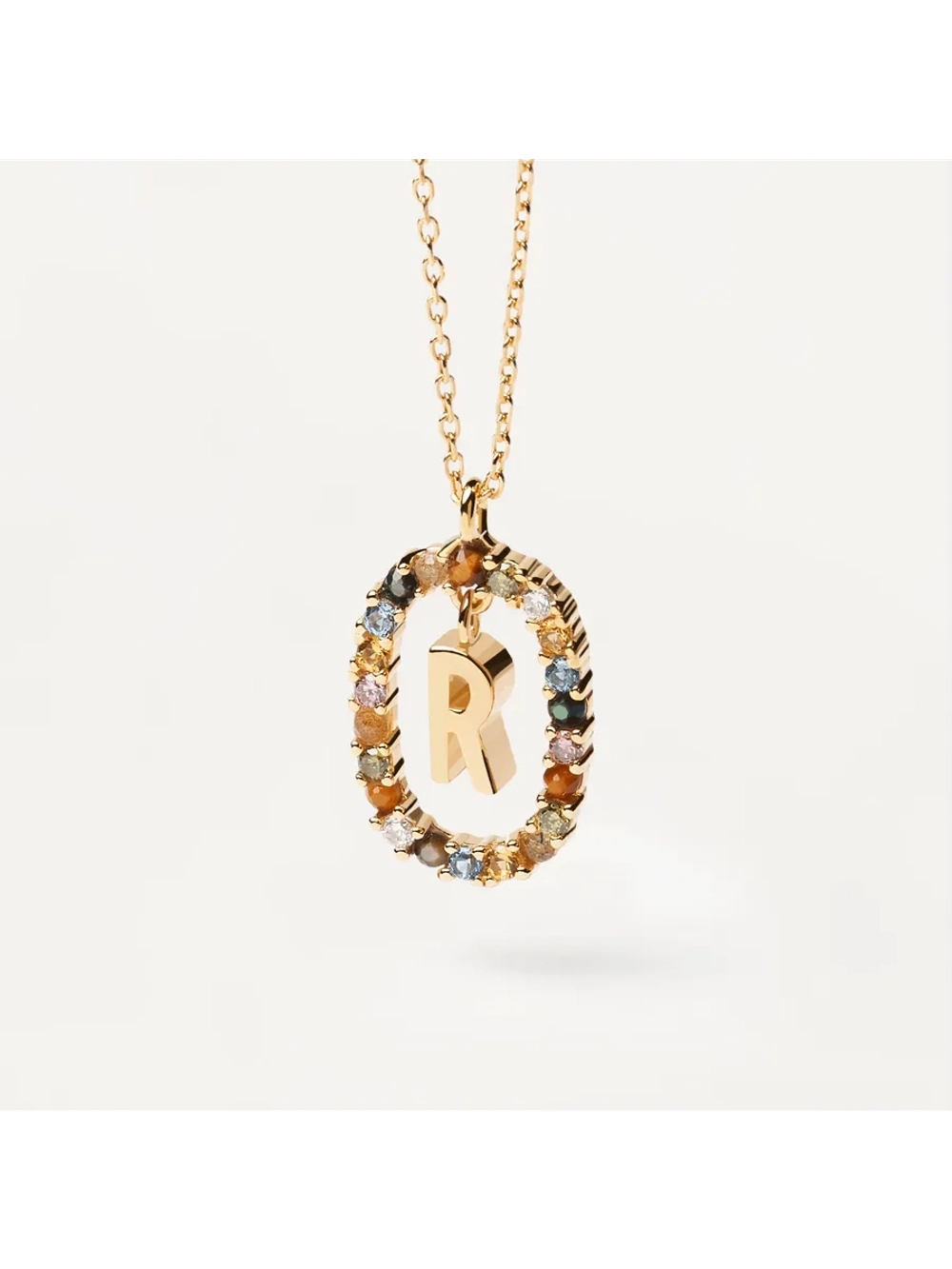 Колье Буква R серебро 925 пробы покрытое золотом