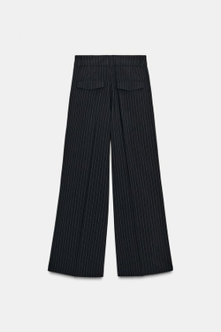 ZARA БРЮКИ С ЗАЩИПАМИ И КЛАПАНАМИ, ТЕМНО-СИНИЙ/БЕЛЫЙ