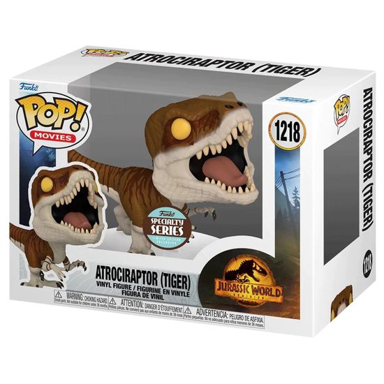 Фигурка Funko POP! Movies Jurassic World Dominion Atrociraptor (Tiger) SS (Exc) (1218) 55292 / Фигурка по мотивам фильма "Мир Юрского периода: Господство", Атроцираптор (Тигр)