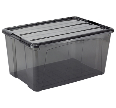 Ящик для хранения с замками КИП 45 л 385x580x280 чёрный прозрачный