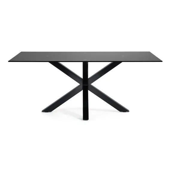 Стол Argo 200x100 см, черное стекло, черные ножки