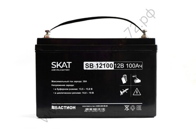 SKAT SB 12100 АКБ свинцово-кислотная тип AGM 12V 100Ач Iзар.30А, клеммы под болт М6