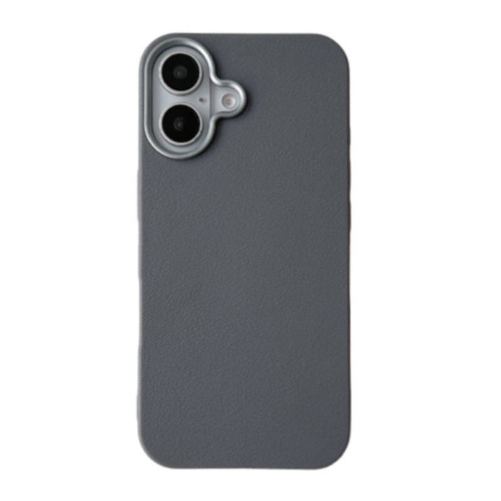 Чехол пластиковый для iPhone 16 Светло-серый, имитация кожи