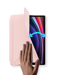 Чехол книжка розового цвета от Dux Ducis для Samsung Tab S10+, S9+, S9 FE+, серия Magi Series Case, с держателем Pencil и функцией автоматического перехода в спящий режим