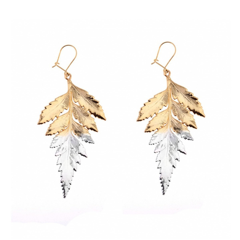 Серьги листья Ester Bijoux Папоротник SK104C- G/S BR