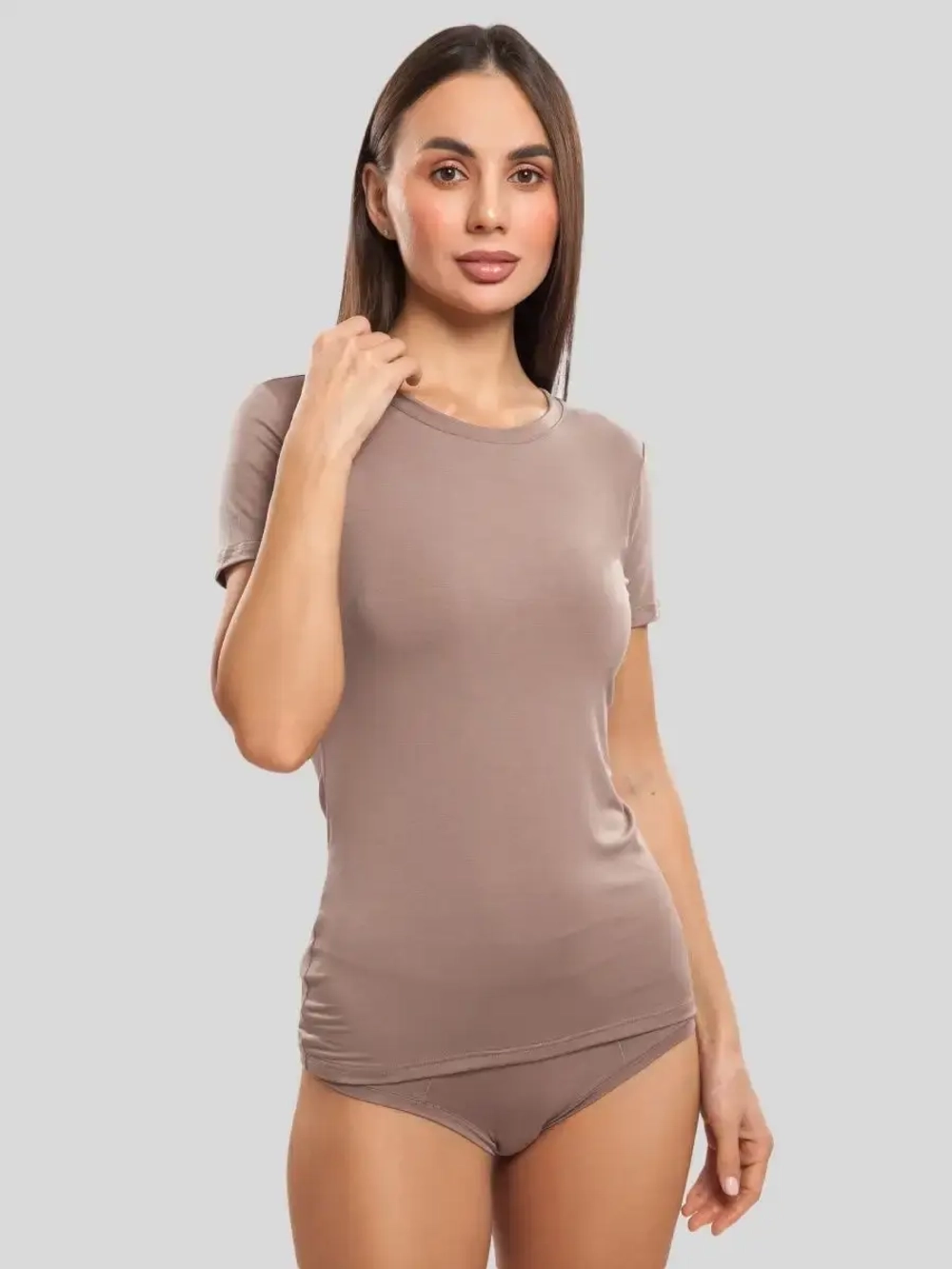 Футболка облегающая однотонная