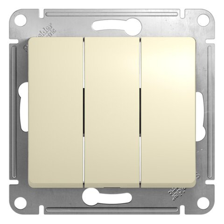 Выключатель 3-клавишный в рамку схема 3 Glossa перламутр