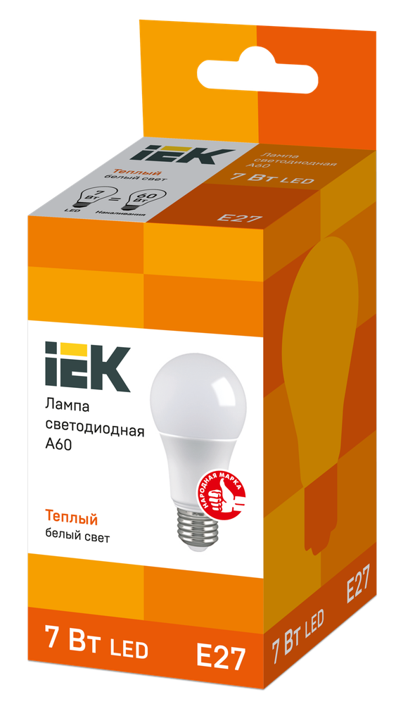 Лампочка светодиодная 7Вт Е27 IEK 3000К ШАРИК