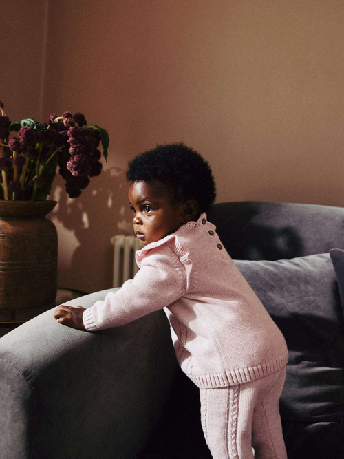 Вязаные свитер и легинсы в комплекте для девочки Next Q94-812, Розовый