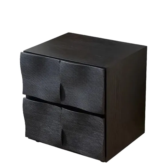 Прикроватная тумбочка Kioto с двумя ящиками, черная