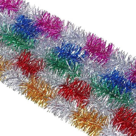 Мишура d= 5см, 2м, ПВХ, 2 цвета, ассорти из 5 цветов