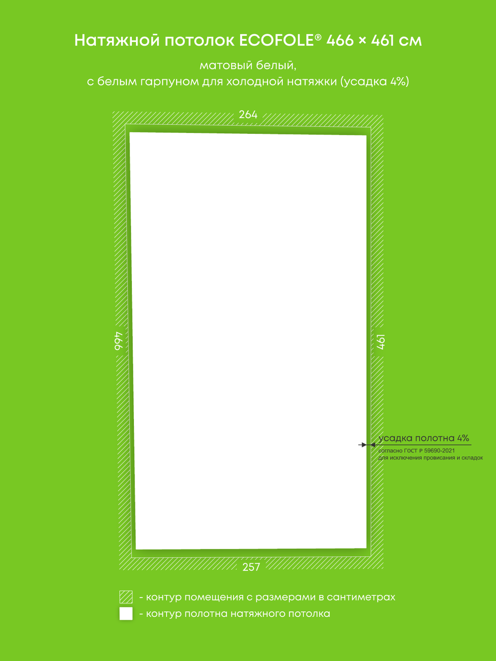 Матовый натяжной потолок 12.1 м2