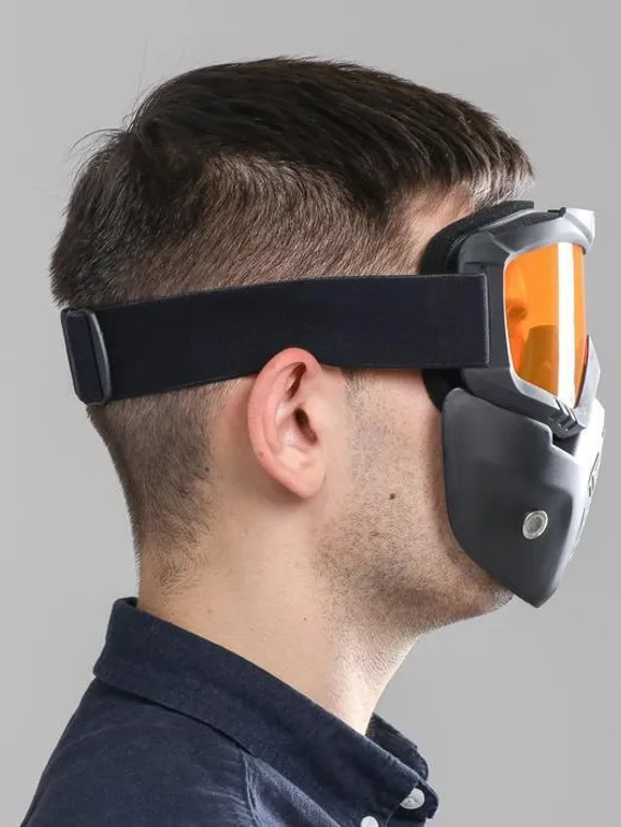 Очки-маска для езды на мототехнике, разборные, стекло оранжевый хром, цвет черный