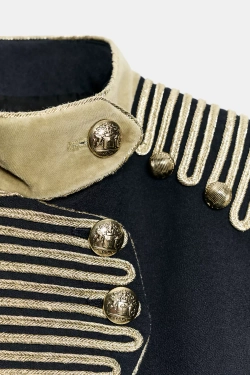 ZARA КУРТКА С ЗАСТЕЖКАМИ-АЛАМАРАМИ — ZW LIMITED EDITION, МОРСКОЙ ТЕМНО-СИНИЙ