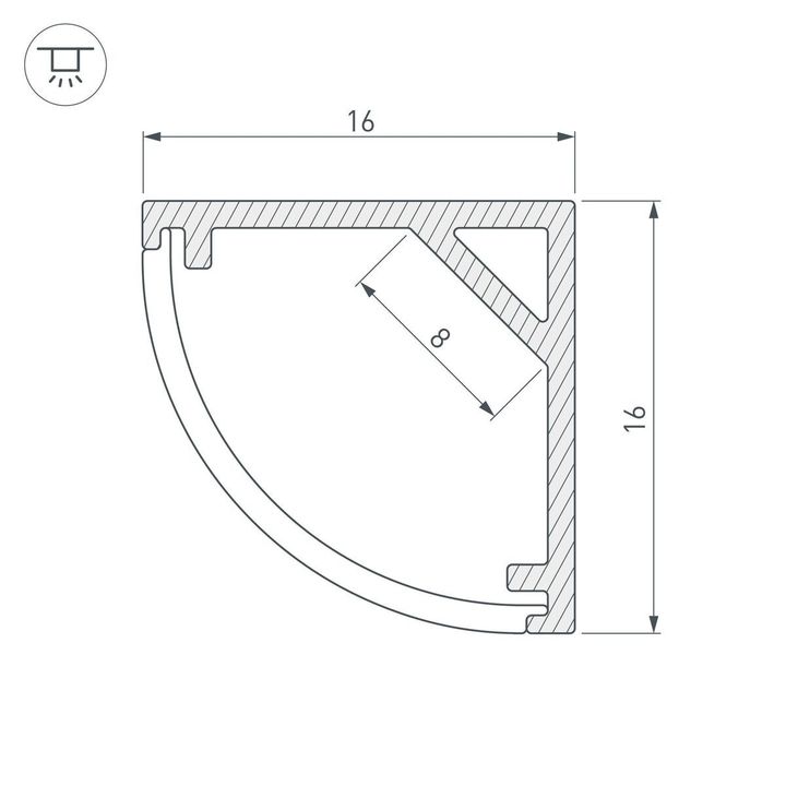 Профиль с рассеивателем Arlight SL-Kant-H16-2000 Anod+Opal 036843