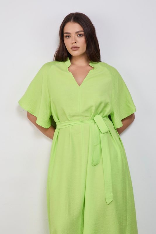Платье-туника из жатой вискозы, лайм