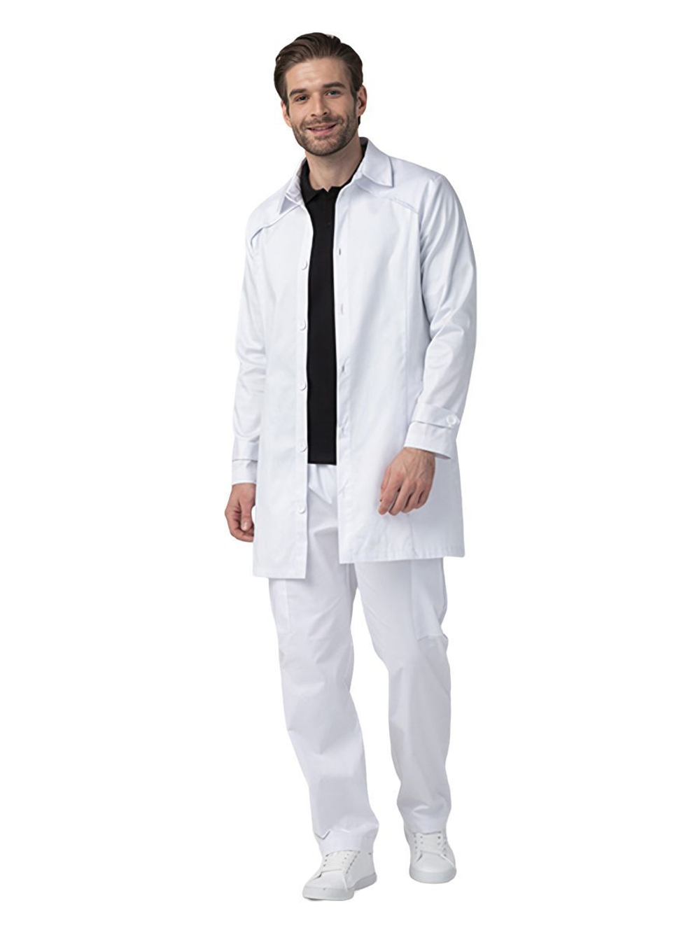 Халат медицинский мужской Dr. Nice DRN825 с воротником, белый, 48
