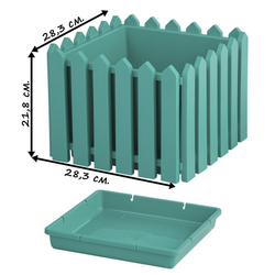 Кашпо "Лардо" квадратное 28,3х28,3х21,8 см. Цвет: Бирюза.