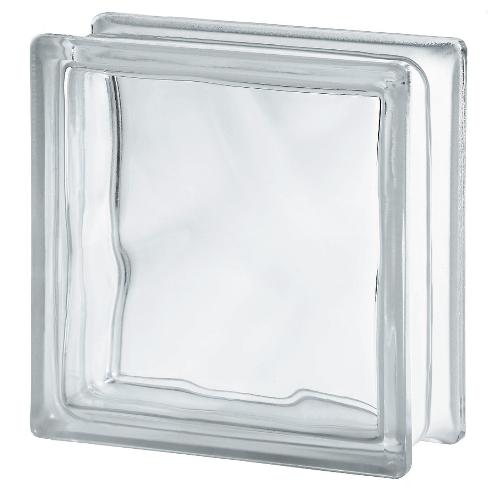 Стеклоблок полуматовый бесцветный  волна (матовый с одной стороны) Vitrablok  19x19x8