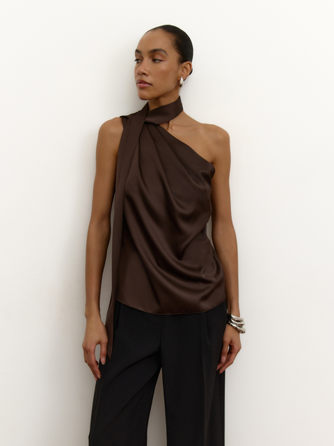 Топ на одно плечо из сатина