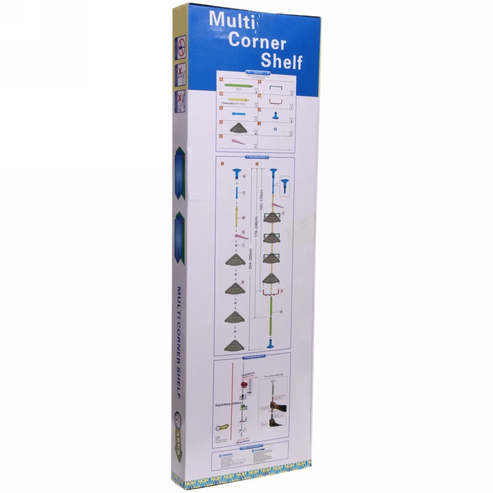 Полка для ванны угловая телескопическая, 4 полки 2,6м